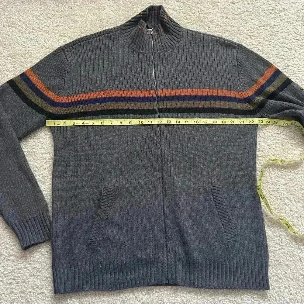 The North Face Sweater Mens Size Large A5 Series Knit Zip-Up Jacket Striped Gray